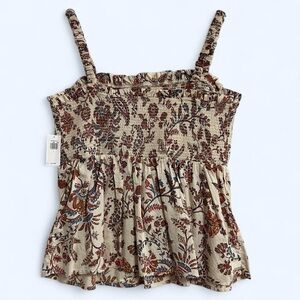 NWT Paisley Floral Smocked Tank Large
